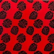 All Over Monstera Leaf Design Polyester Foil Fabric | Islands Fabric