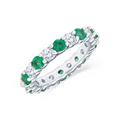 Emerald &amp;amp; Diamond Eternity Band