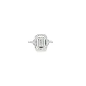 14Kt WG Bezeled Emerald Diamond Engagement Ring