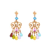 18k Rose Gold with colored Sapphires and Diamond Earrings — cella designs