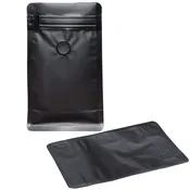 8 oz Matte Black 8 Seal Box Bottom Pouch with Valve for Coffee – 100 Pack