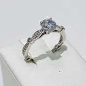 14K “Unavelo” Marquise and Round Station Diamond Engagement Ring