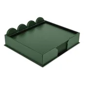 10 Seat Dark Green Leatherette Conference Room Set w/ Round Coasters, 17 x 14 Size Pads