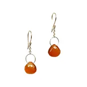 Fire Opal Single Loop Drop Earring