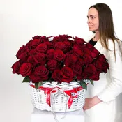 100 Red Roses Basket