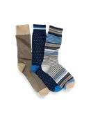 3 Pack Cotton Blend Sock - Blue Multi
