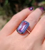 14kt White gold Amethyst Bezel Fashion Ring