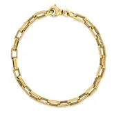 18K Yellow Gold Alternating Rectangular Link Bracelet