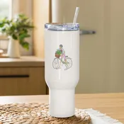 Bike Girl Travel Mug — Andi's People - Gentle Yoga & Inspiring Art: Nurturing Your Mind, Body, and Soul
