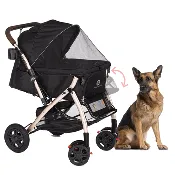 ♻️ Factory Refurnished - HPZ™ PET ROVER XL Extra-Long Premium Stroller for Small/Medium/Large Dogs, Cats and Pets (Black - 2nd Gen.)