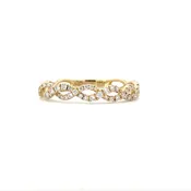 14 Karat Yellow Gold Twisted Diamond stackable ring.