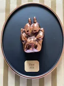 CUSTOM DOG OR CAT BRONZE PAWPRINT ON BLACK OVAL BY PATTY-PAWS®