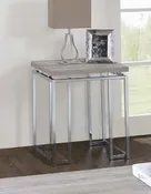 17 Stories Gambier Chafik Natural Oak Finish Wood Chrome Metal Frame End Table – 85372