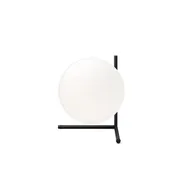 IC Lights T2 by Flos | Black Table Lamp with Blown Opal Glass Globe Diffuser — Design Warehouse