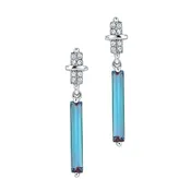 Alexandrite Earrings – Baguette, 14K White Gold, 12x2mm, 0.06 ctw diamonds