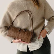 Allan K Wuxi Line Fence Woven Leather Bag | Cappu