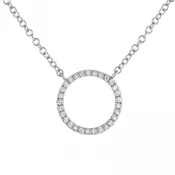 14K White Gold Diamond Open Circle Necklace