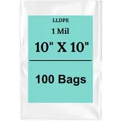 10X10 1 Mil Clear Flat Poly Bags Linear LDPE Open Top
