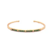 14k Marika Desert Gold Stackable Cuff with Pavé Diamonds and Green Tsavorite