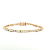 14K Rose Gold Natural 3.89 Carat Round Brilliant Cut Diamond Tennis Bracelet
