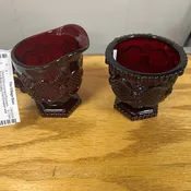 Avon Ruby Cape Cod Creamer and Sugar