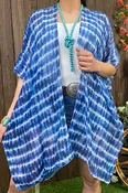 Blue tie dye printed kimono BA8650 HS1