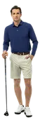 MEN'S SOLAIR LONG SLEEVE POLO. NAVY - 900841A