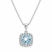 10K White Gold Aquamarine and Diamond Pendant