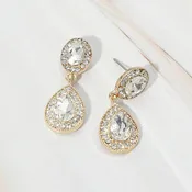 Clear Crystal Teardrop Little Girls & Formal Earrings on Gold |  697237