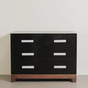 6 Drawer Cabinet with Bai Jade Peking Glass Handles on Copper Stand by Robert Kuo — ROBERT KUO