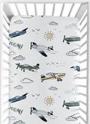 Airplane Green and Blue Collection Crib Sheet