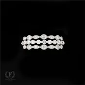 14K THREE ROW DIAMOND RING