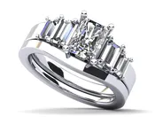 5 Stone Baguette Cut Diamond Bridal Set In Platinum Or Gold
