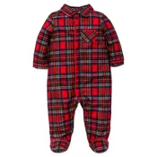 Baby Boy's Plaid Christmas Pajamas Footie