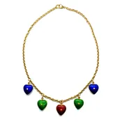 Vintage Enamel and Diamond Heart Necklace