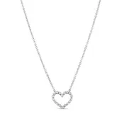 14K White Gold Diamond Heart Necklace