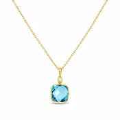 Bezel Set Checkerboard Blue Topaz Pendant | Brilliant Fine + Custom Jewelry