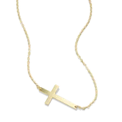 14K Yellow Gold Sideways Cross Necklace