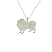 Japanese Chin Glitter Collar Sterling Silver Rhodium Plate Dog Pendant