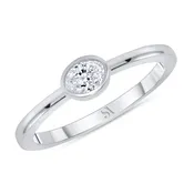 0.21ct East West Oval Diamond 18k Gold Bezel Set Ring