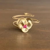 10k Gold & Ruby Pansy Pendant