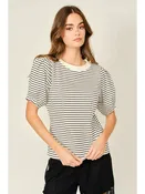 Aaron & Amber Stripe Short Sleeve Sweatshirts