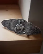 RARE 1940s Vintage Sterling Silver Engraved Belt Buckle - Bucking Bronco & Flowers