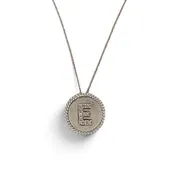 0.11ctw Round Brilliant Natural Diamond E Initial Medallion Pendant Necklace in 14k White Gold