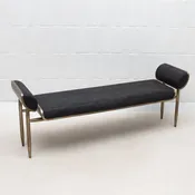Bench in Black Shagreen with Bronze Patina Brass by Kifu Paris