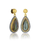 10X20GRDLApost with Labradorite & Diamond Gray - NF-E-305-GOXGRLA
