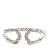 14K White Gold Fancy Front Open 1.31ctw Diamond Bangle