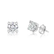 April Crystal White Gold Palladium Plating Hypoallergenic Kids Screwback Stud Earrings Surgical Titanium Posts