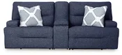 Acklen Place - 3-Piece Power Reclining Sectional Loveseat With Storage Console - Navy