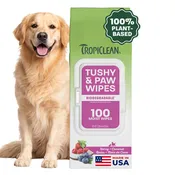 TropiClean Berry + Coconut Tushy & Paw Wipes, 100ct